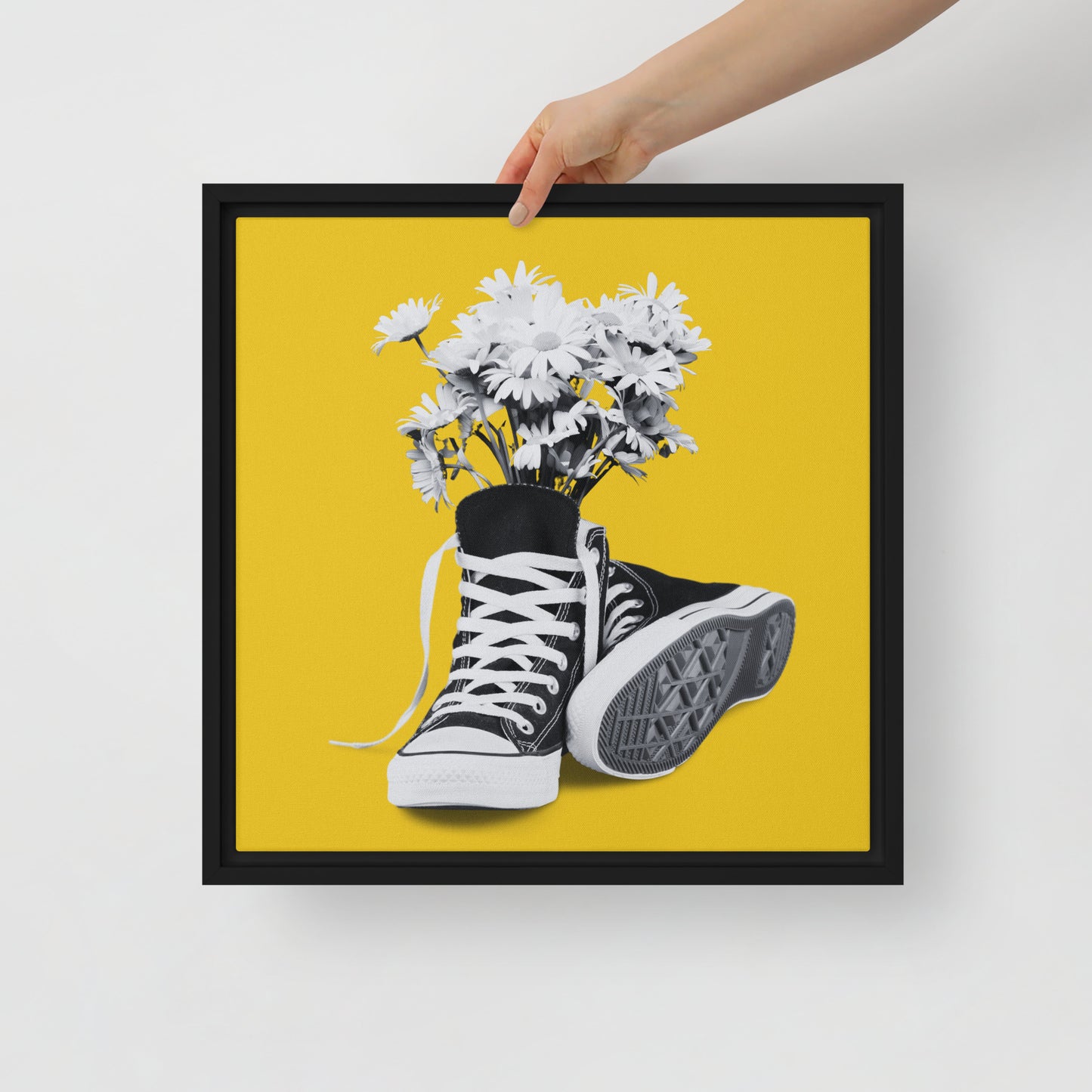 A Converse-ation by Enrique Aldana - Yellow | Framed canvas