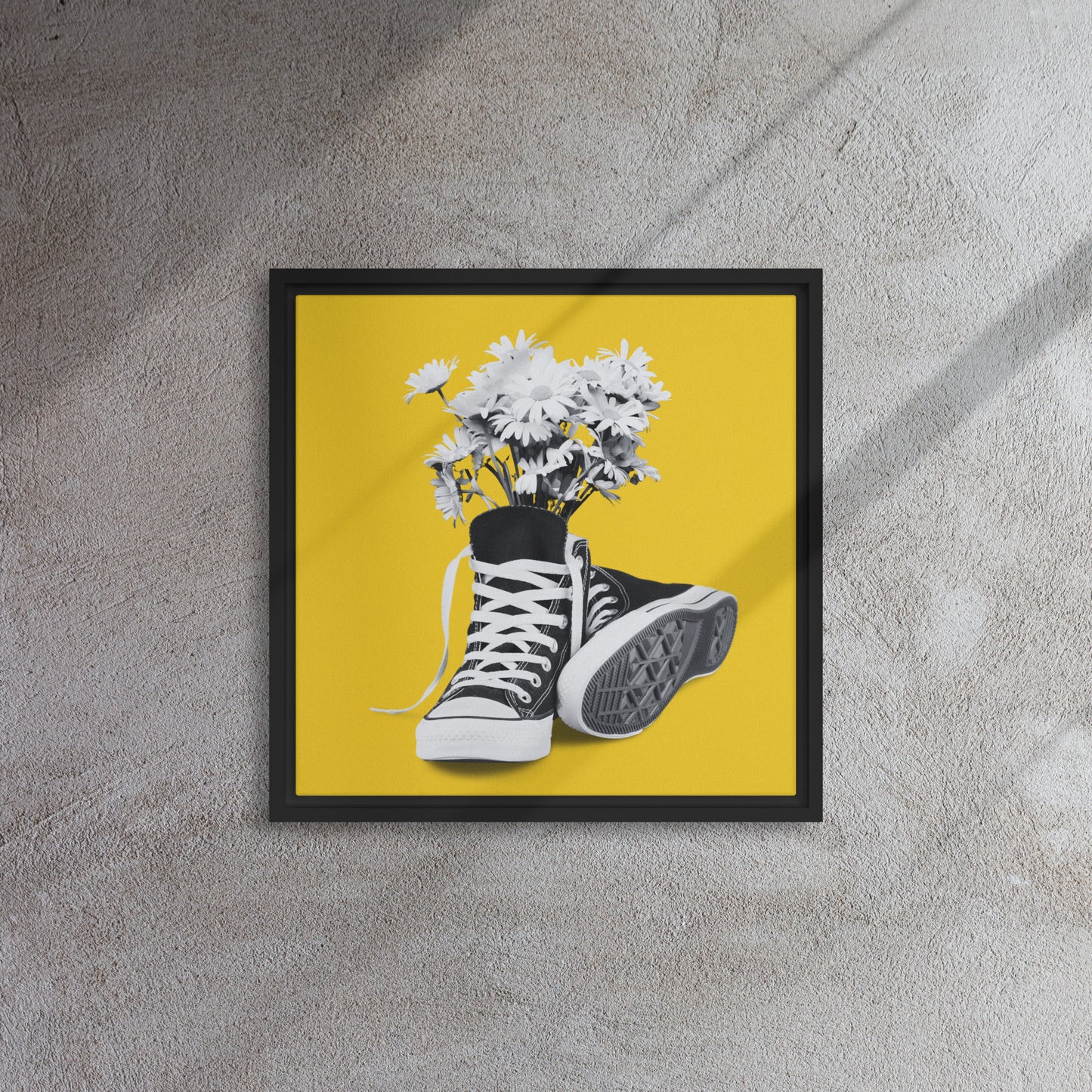 A Converse-ation by Enrique Aldana - Yellow | Framed canvas