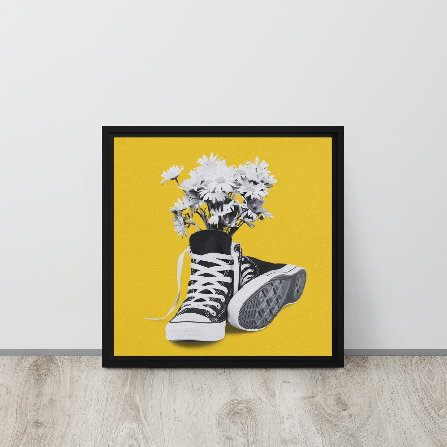 A Converse-ation by Enrique Aldana - Yellow | Framed canvas