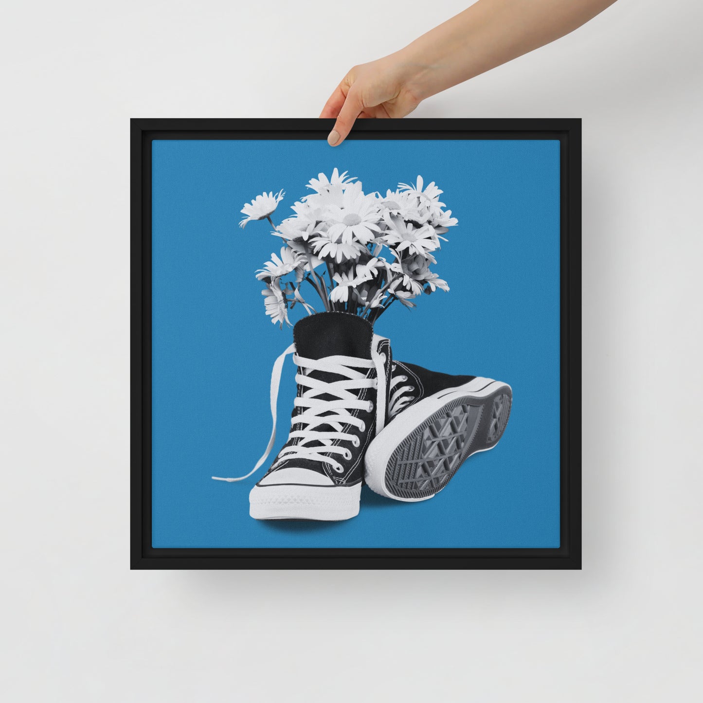 A Converse-ation by Enrique Aldana - Blue | Framed canvas