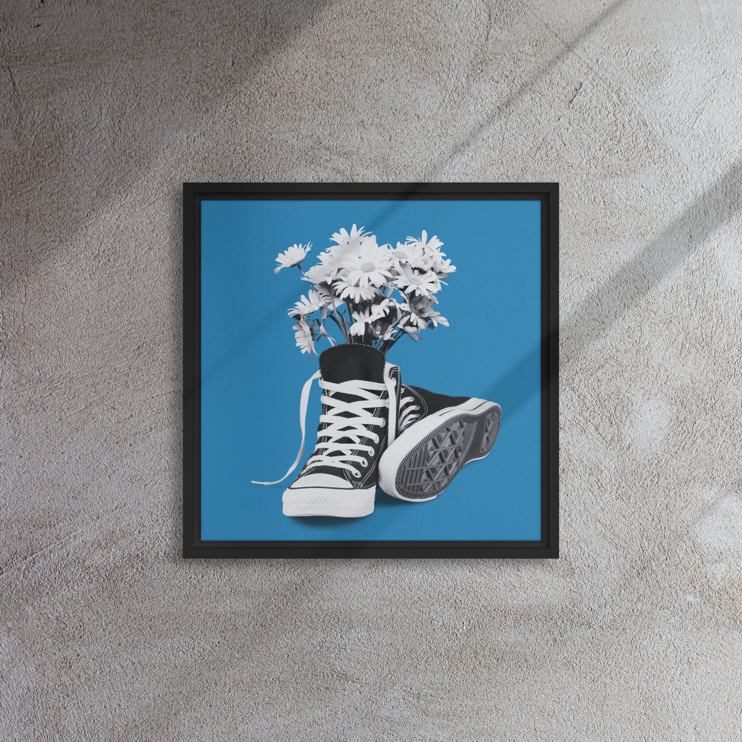 A Converse-ation by Enrique Aldana - Blue | Framed canvas