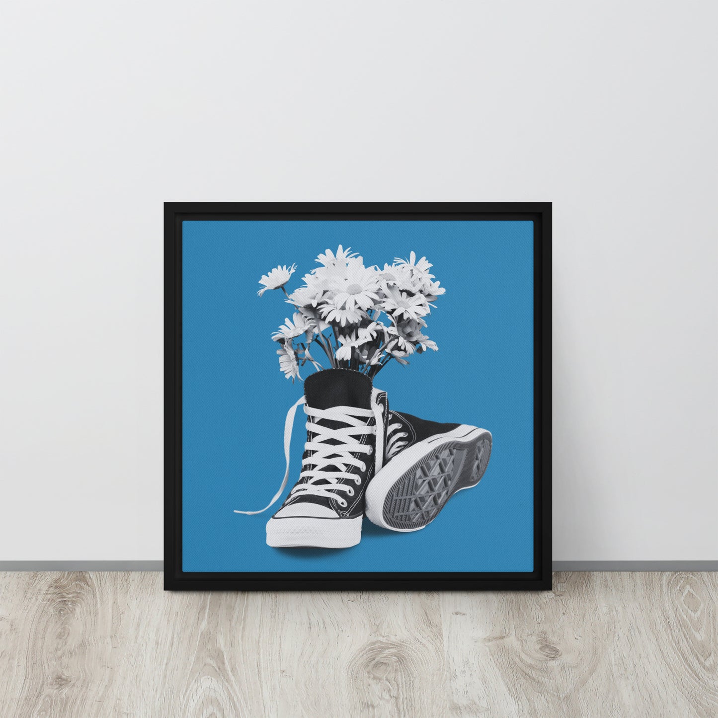 A Converse-ation by Enrique Aldana - Blue | Framed canvas