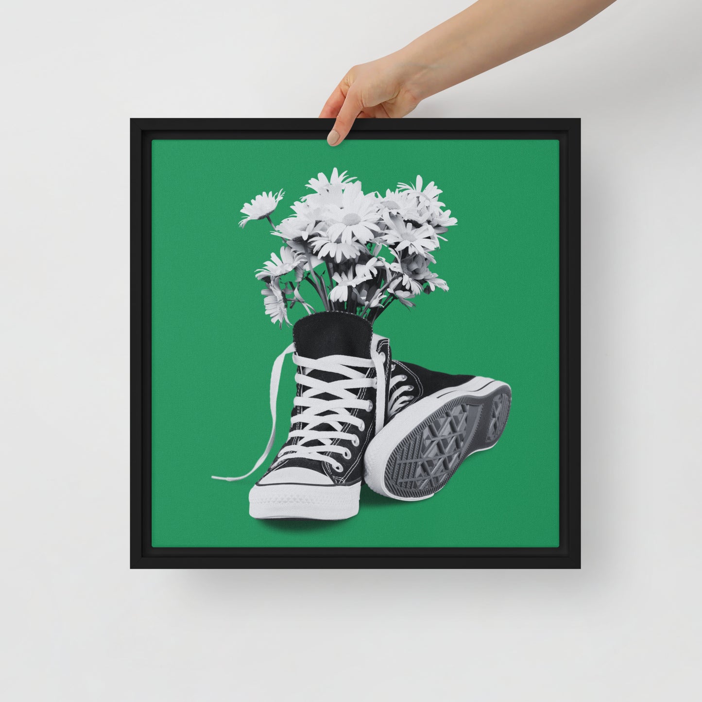 A Converse-ation by Enrique Aldana - Green | Framed canvas