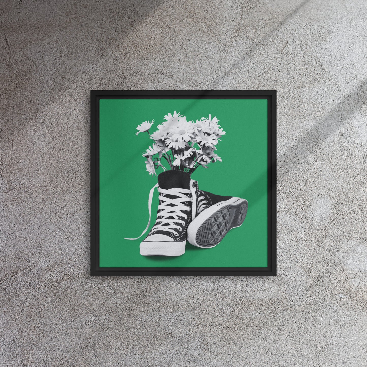 A Converse-ation by Enrique Aldana - Green | Framed canvas