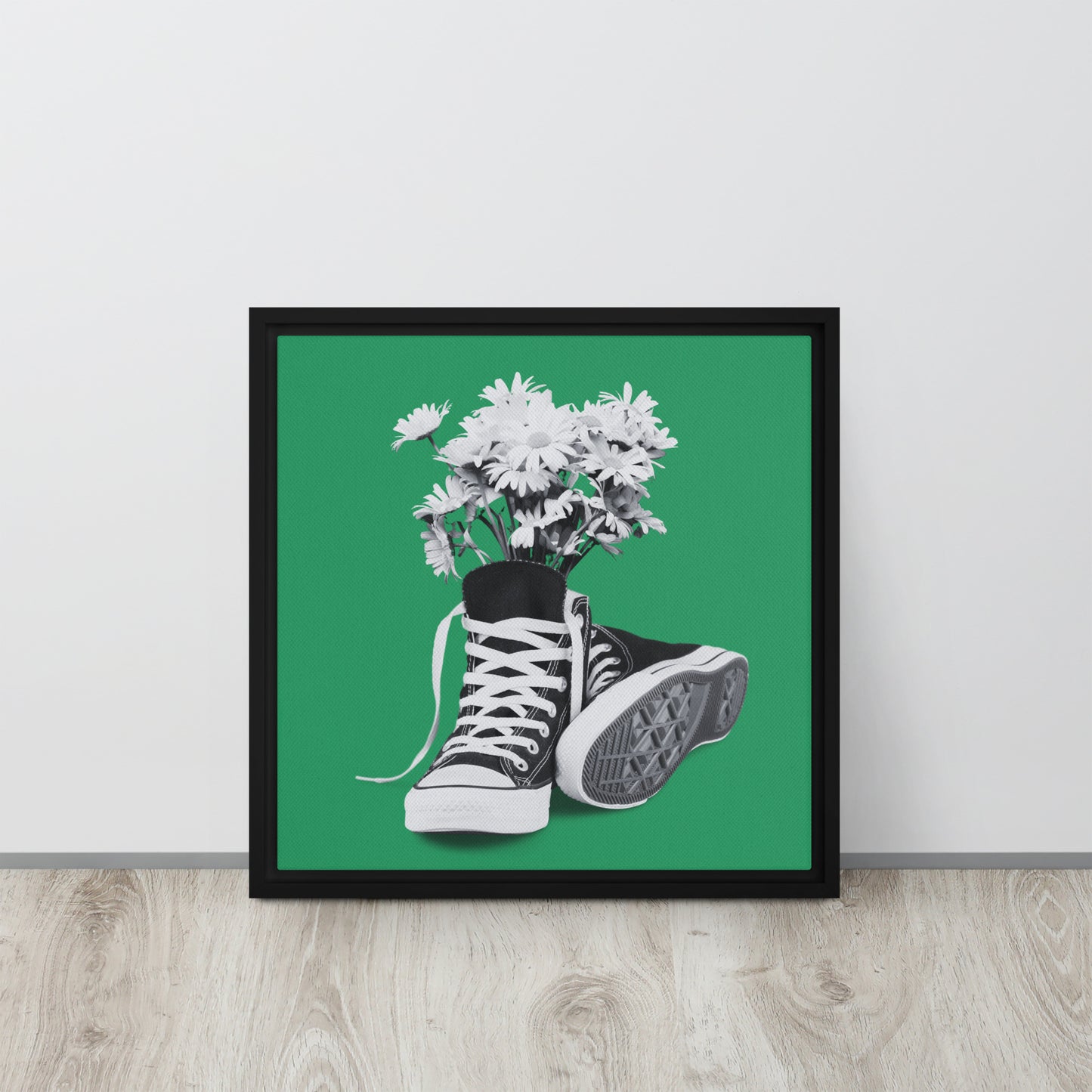 A Converse-ation by Enrique Aldana - Green | Framed canvas