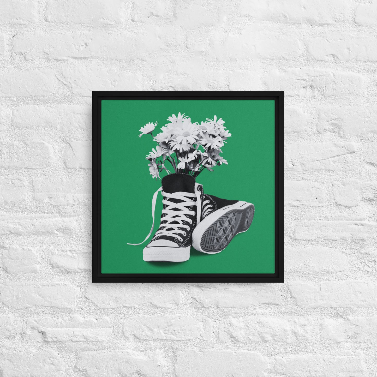 A Converse-ation by Enrique Aldana - Green | Framed canvas