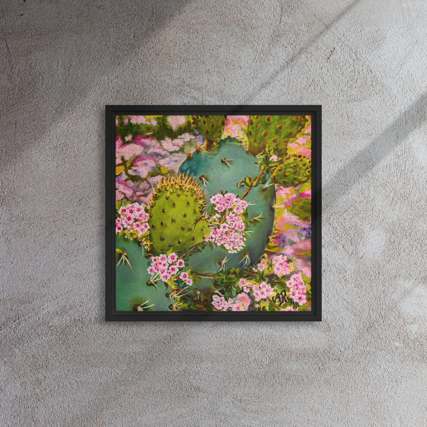 The Pink Floweret Rug | Framed Canvas Print