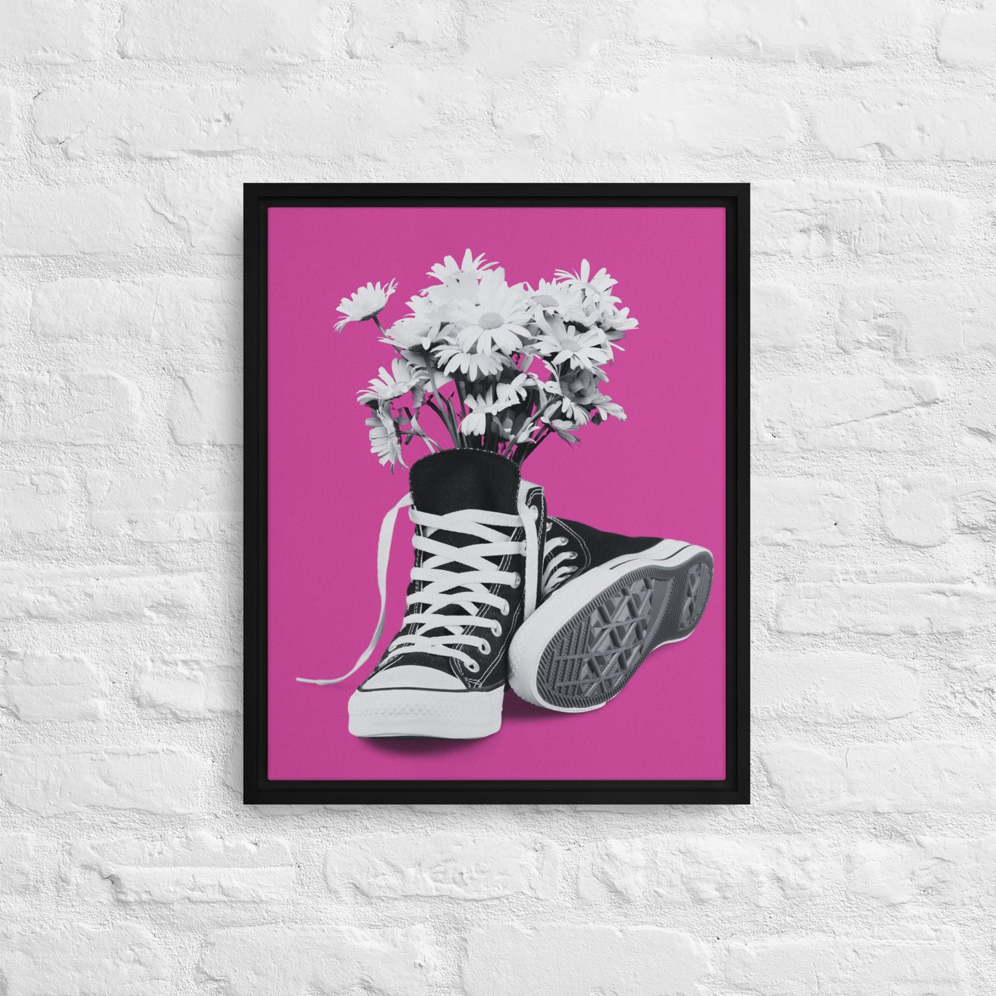 A Converse-ation by Enrique Aldana - Pink | Framed Canvas