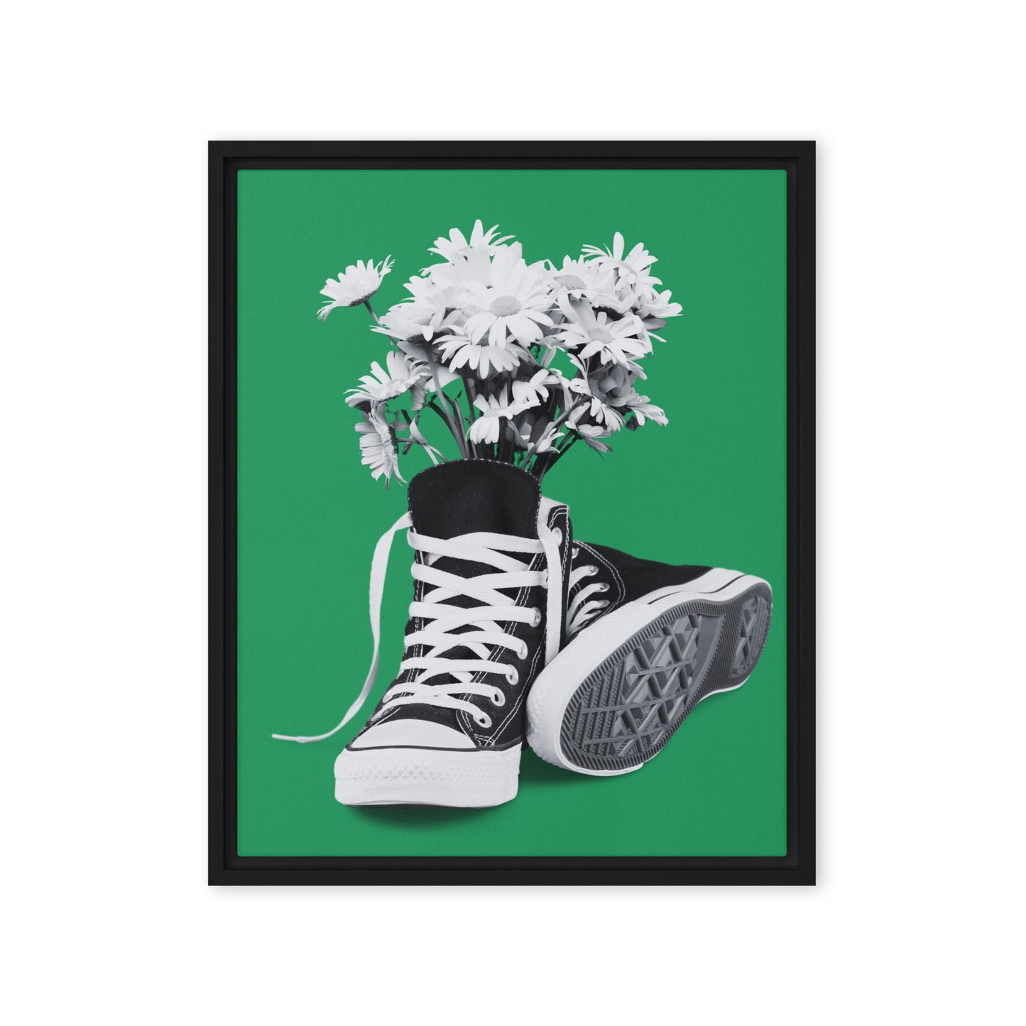 A Converse-ation by Enrique Aldana - Green | Framed canvas