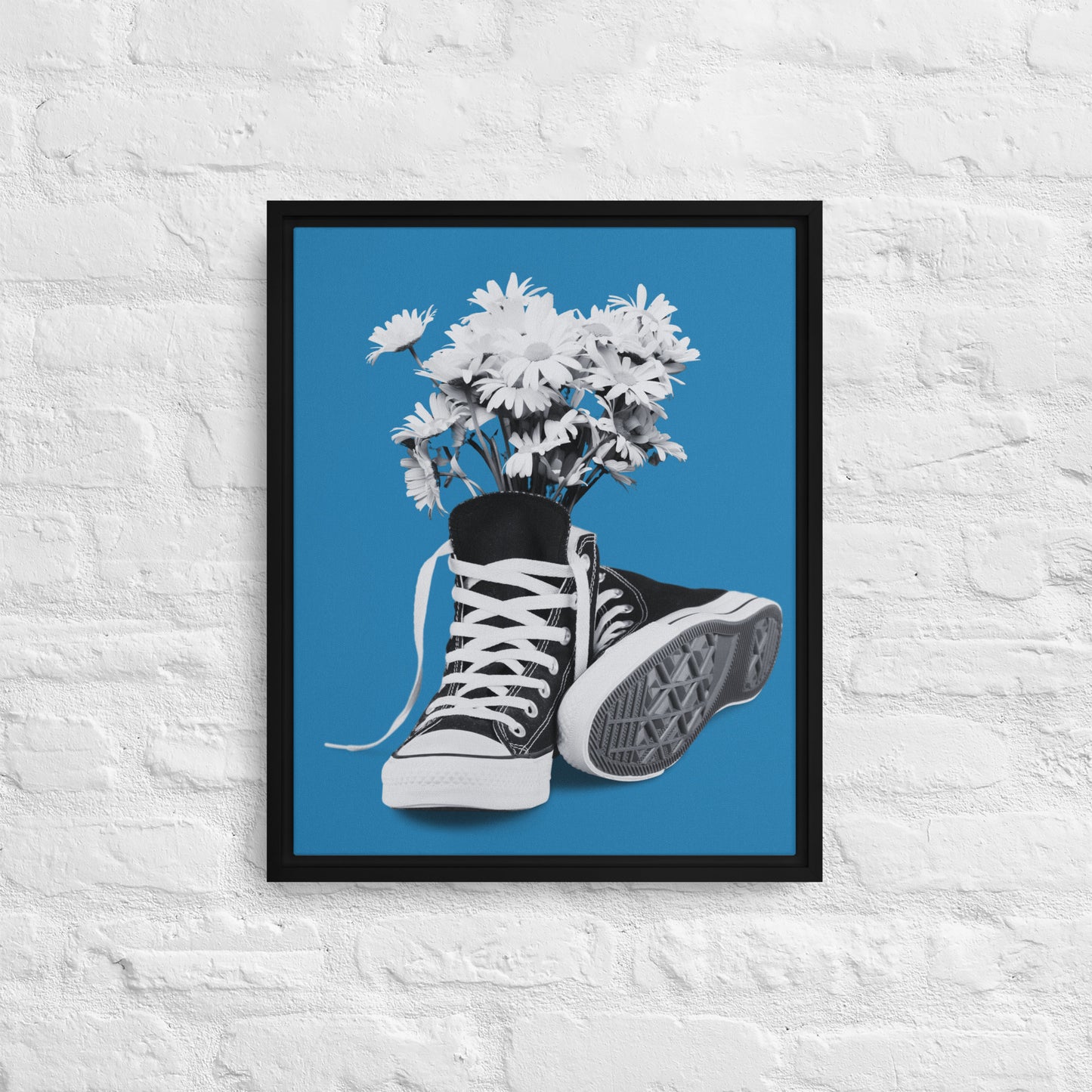 A Converse-ation by Enrique Aldana - Blue | Framed canvas