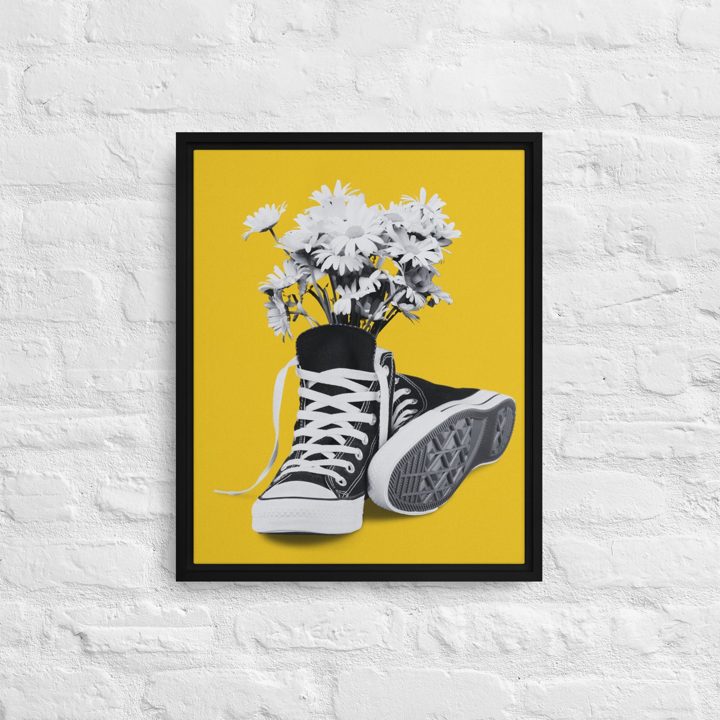 A Converse-ation by Enrique Aldana - Yellow | Framed canvas