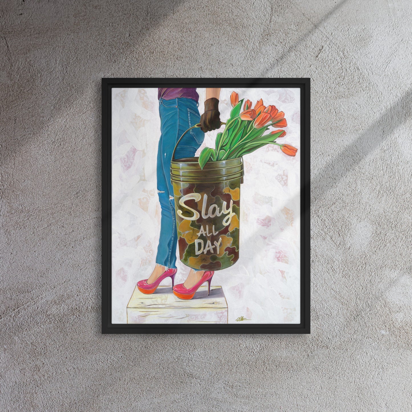 Slaying The Day by Kathleen Arthur | Framed Canvas