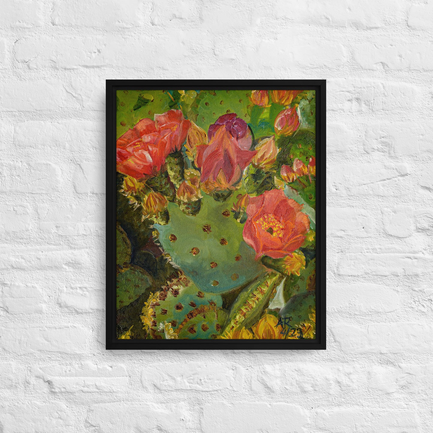 The Blooming Opuntia by Andrea Rodriguez | Framed Canvas