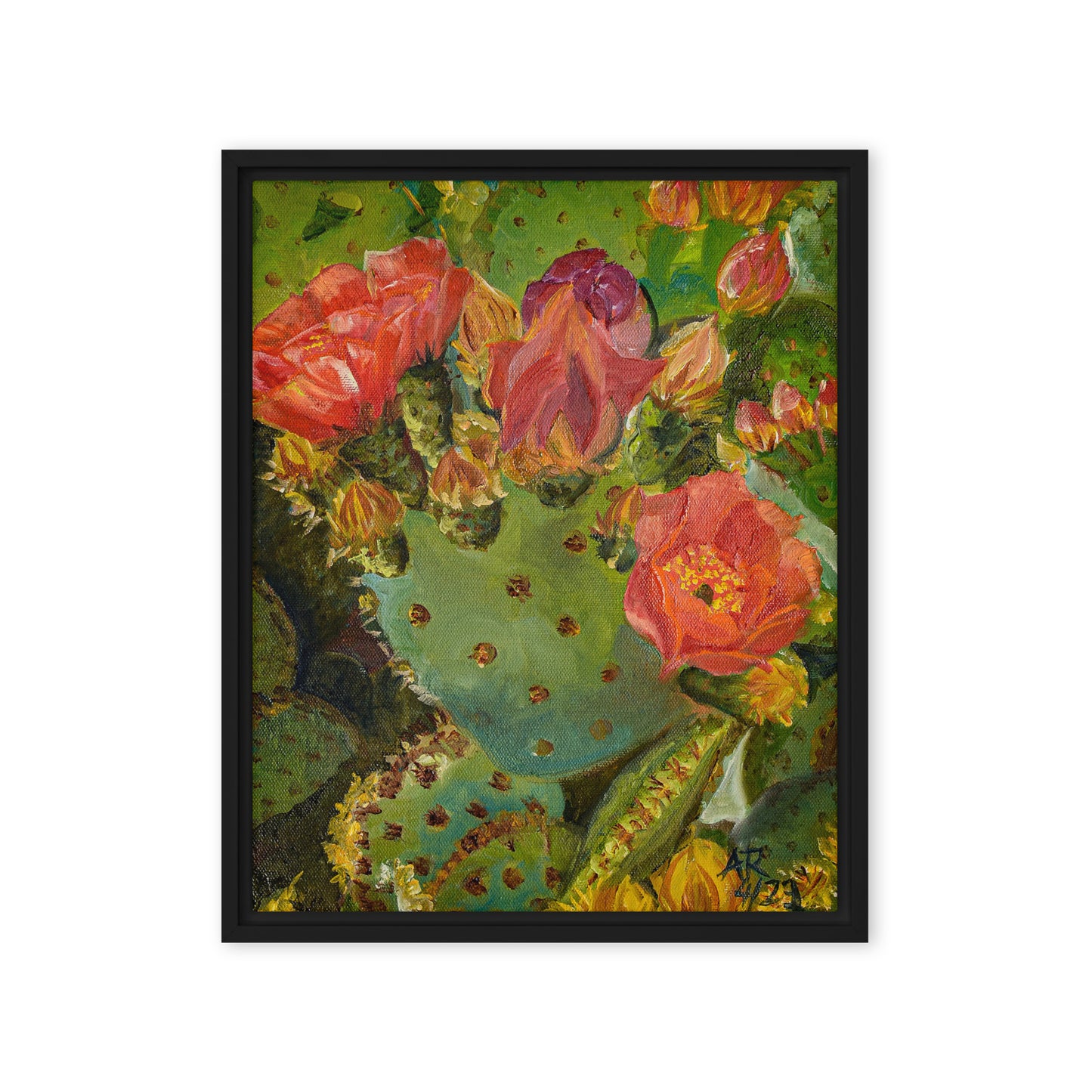 The Blooming Opuntia by Andrea Rodriguez | Framed Canvas