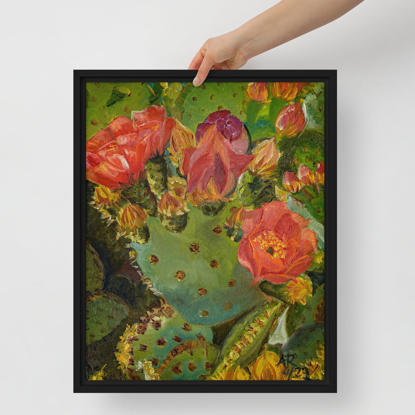 The Blooming Opuntia by Andrea Rodriguez | Framed Canvas