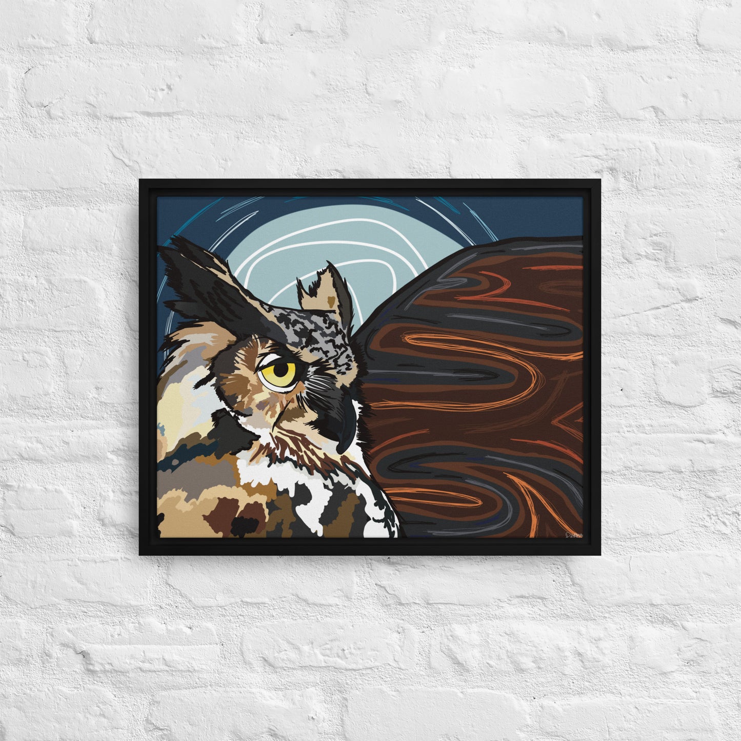 Great Horned Owl by Darby Hunter | Framed Canvas