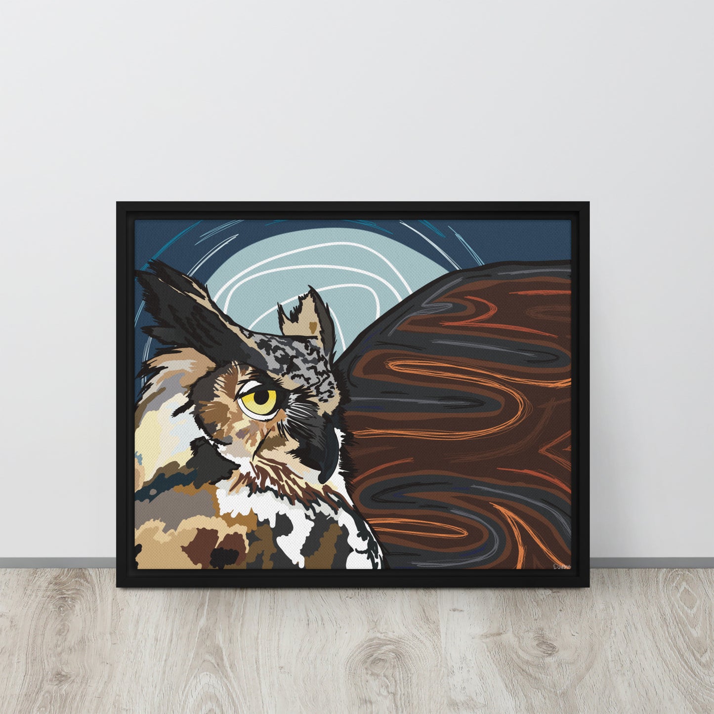 Great Horned Owl by Darby Hunter | Framed Canvas