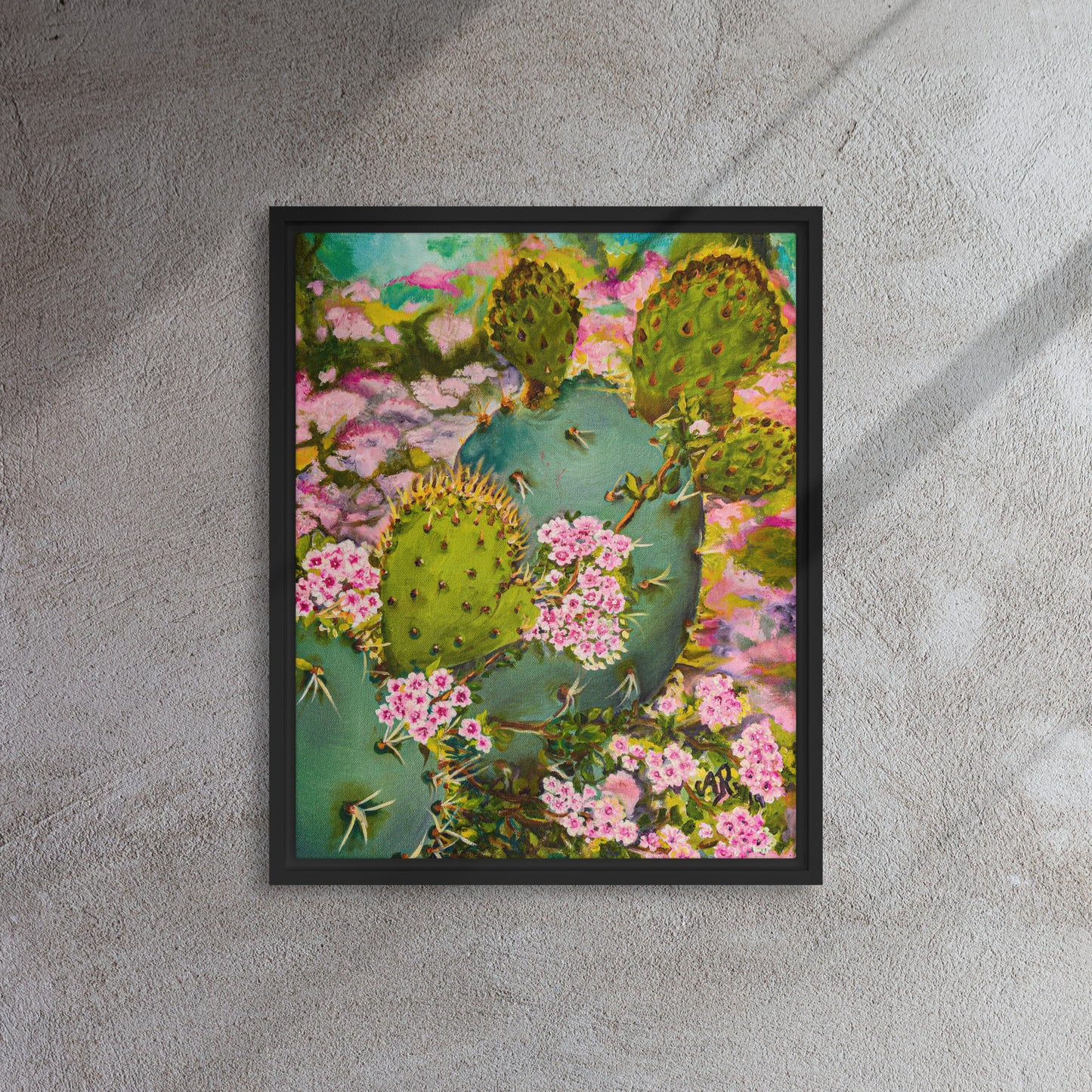 The Pink Floweret Rug | Framed Canvas Print