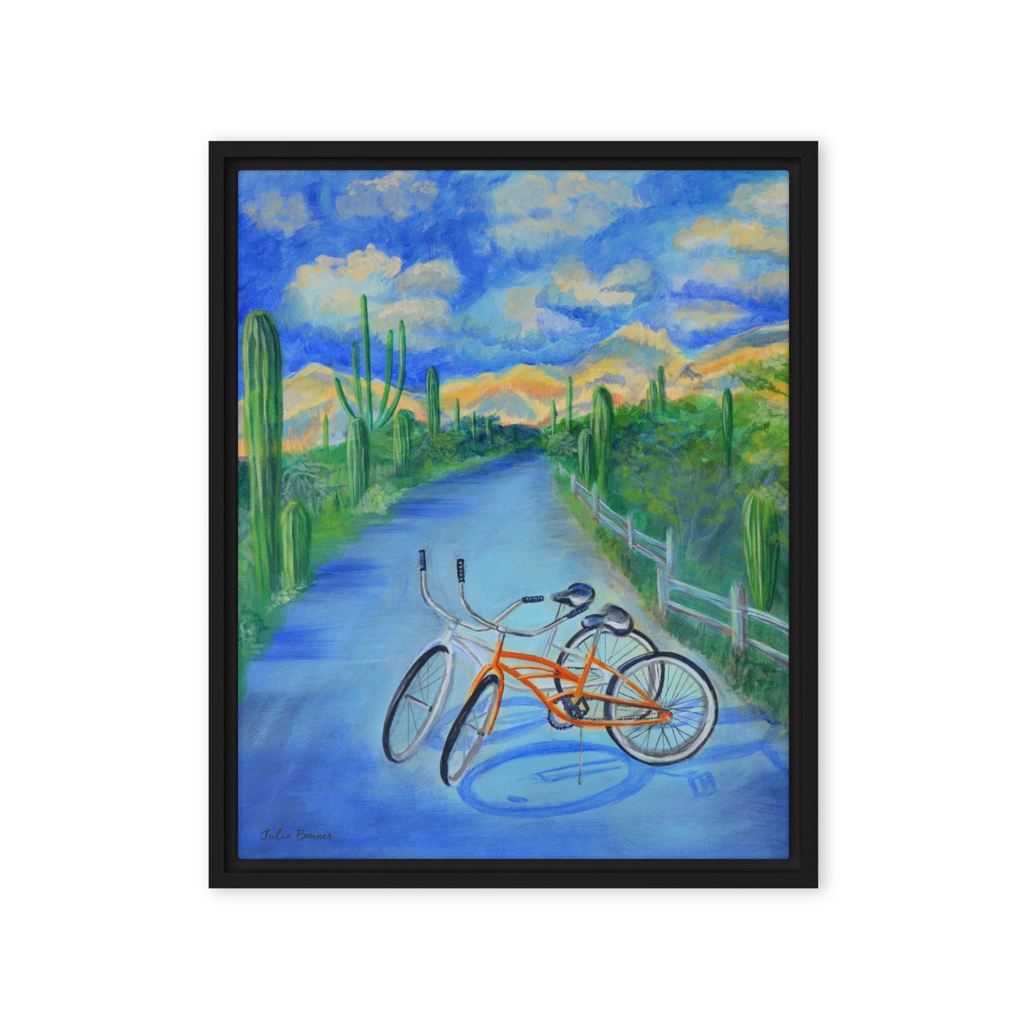 Bikes by Julie Bonner | Framed canvas