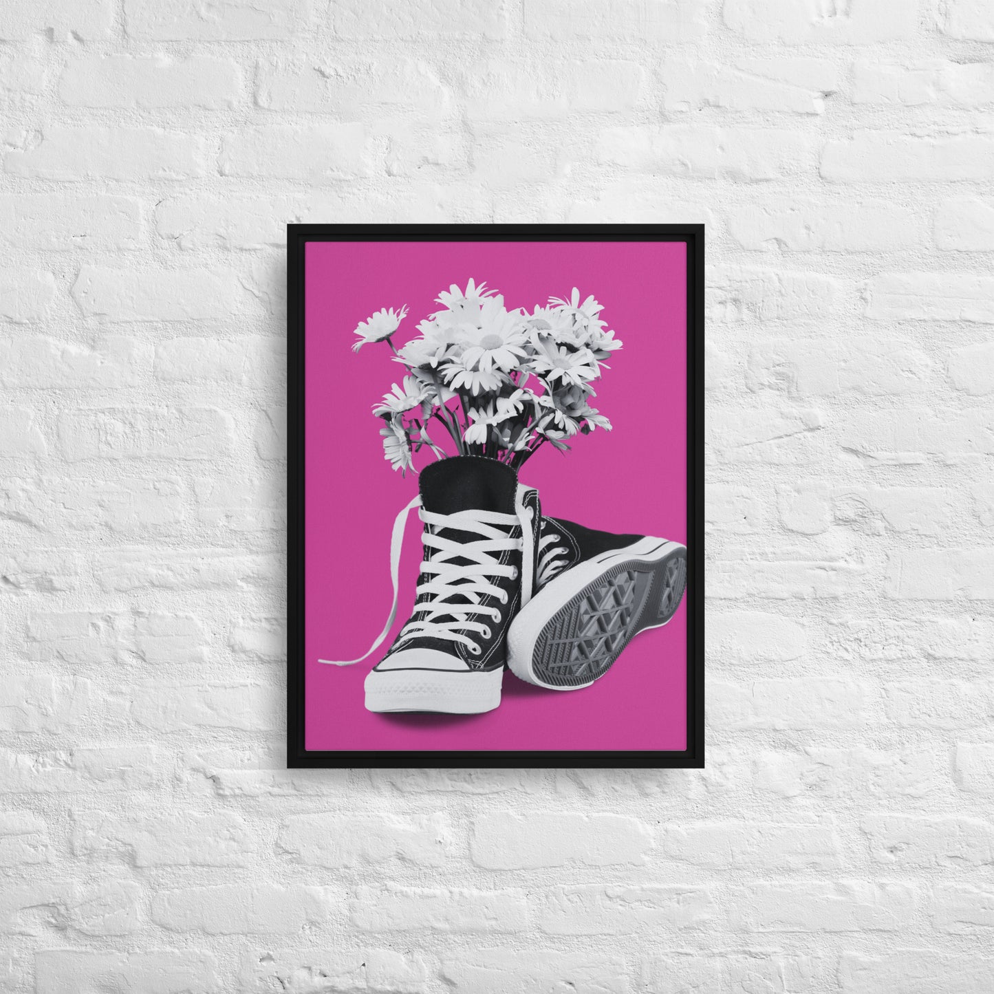 A Converse-ation by Enrique Aldana - Pink | Framed Canvas