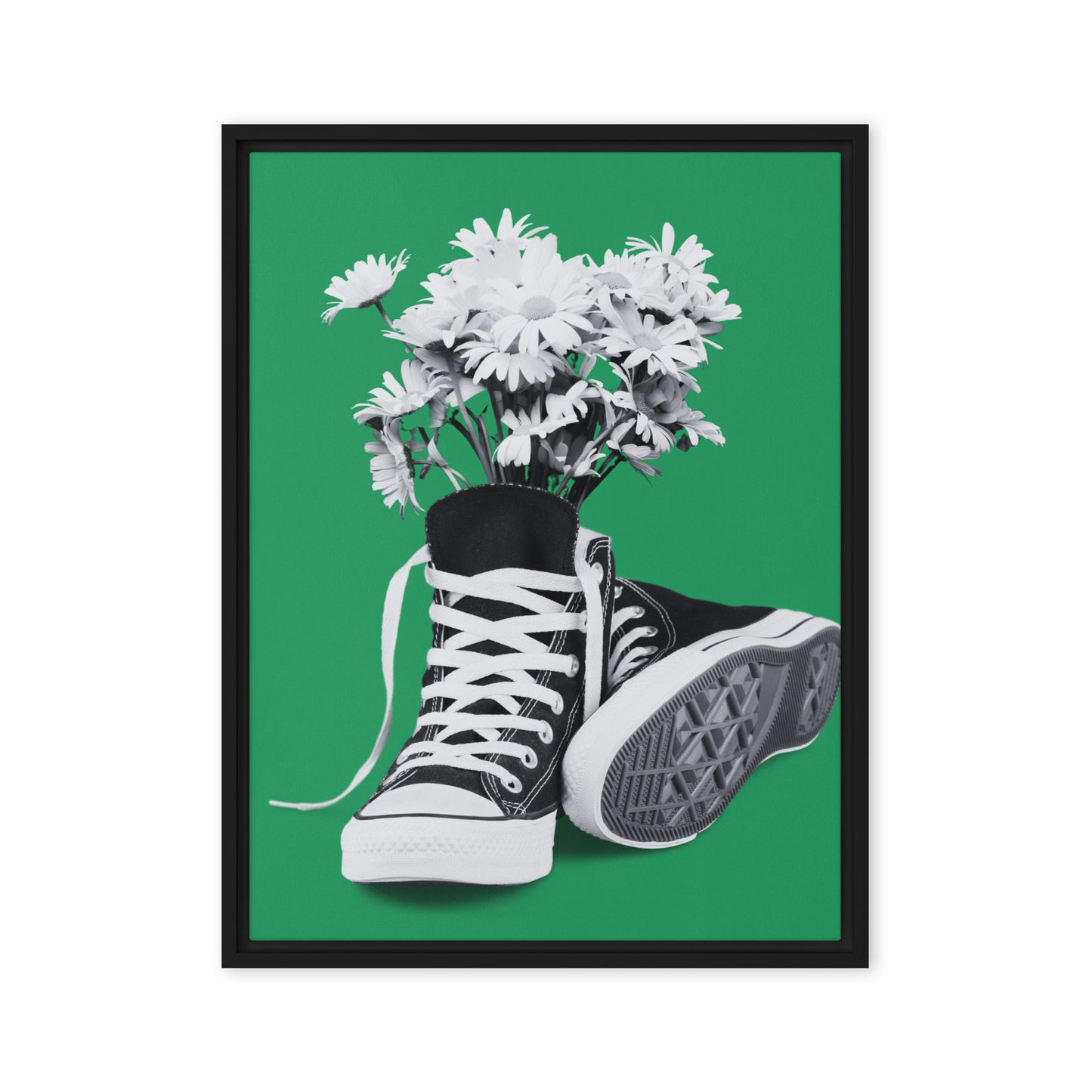 A Converse-ation by Enrique Aldana - Green | Framed canvas