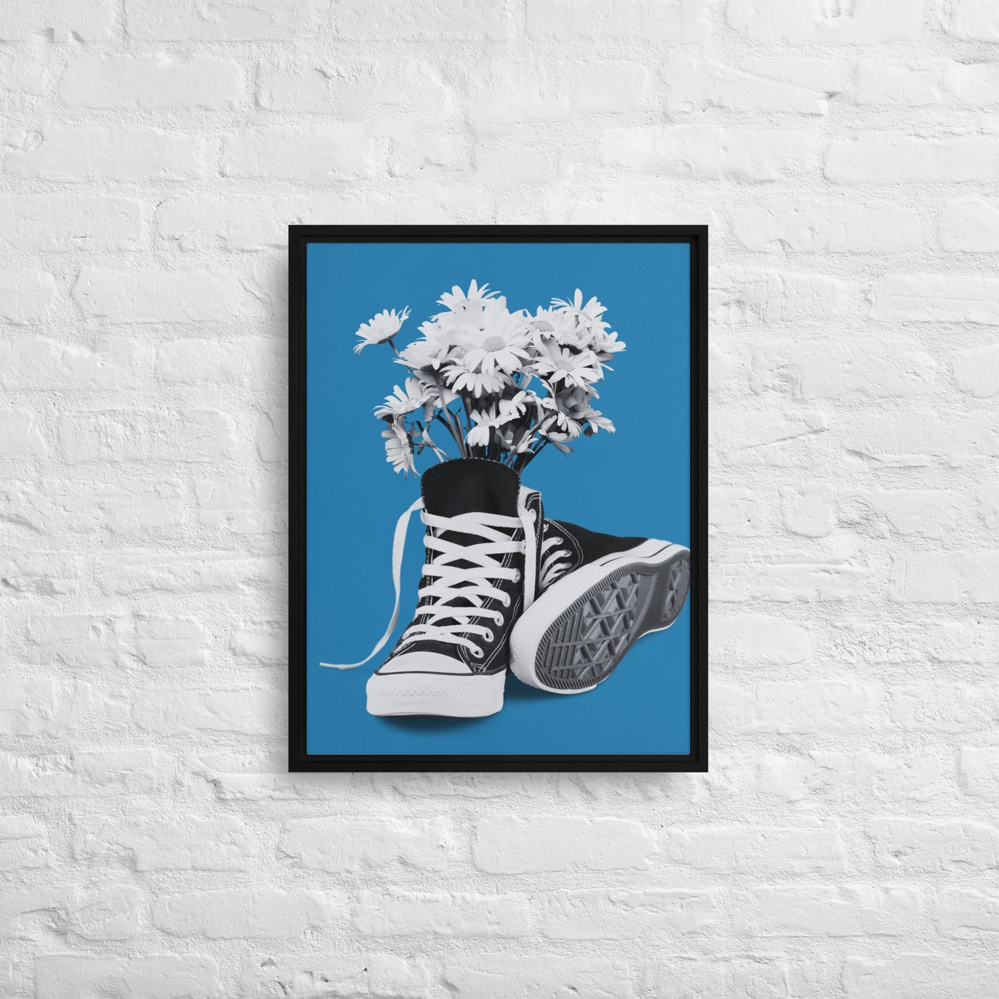 A Converse-ation by Enrique Aldana - Blue | Framed canvas