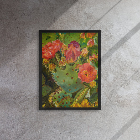 The Blooming Opuntia by Andrea Rodriguez | Framed Canvas