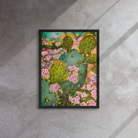 The Pink Floweret Rug | Framed Canvas Print