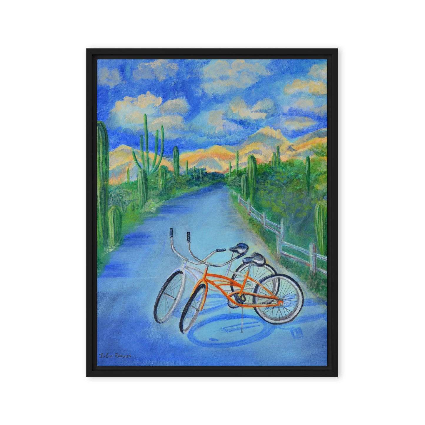 Bikes by Julie Bonner | Framed canvas