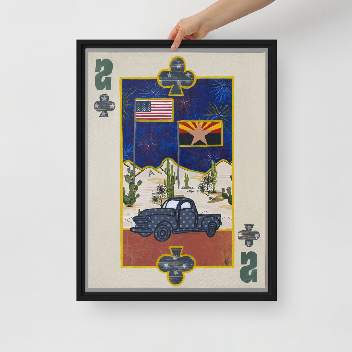 Two of Clubs by Suzanne Villella | Framed canvas