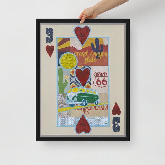 Three of Hearts by Suzanne Villella | Framed canvas