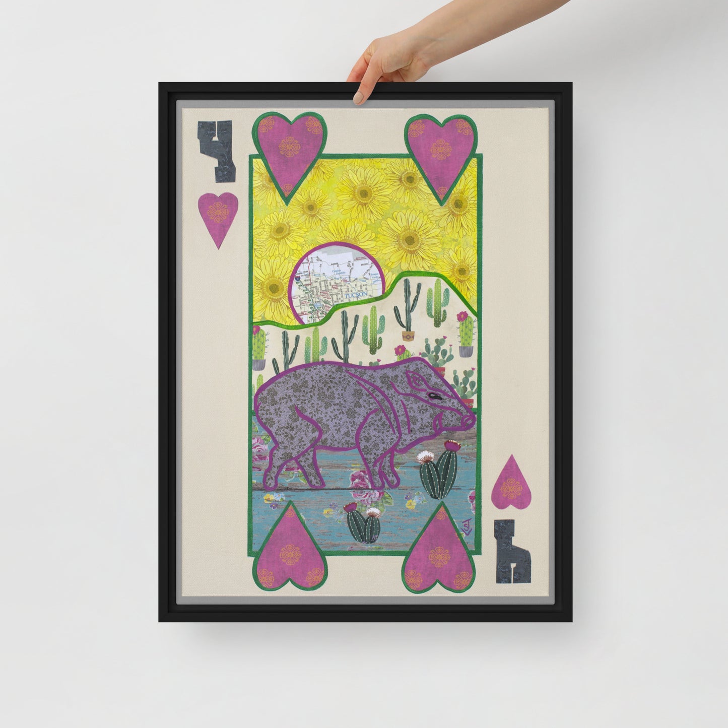 Four of Hearts by Suzanne Villella | Framed canvas