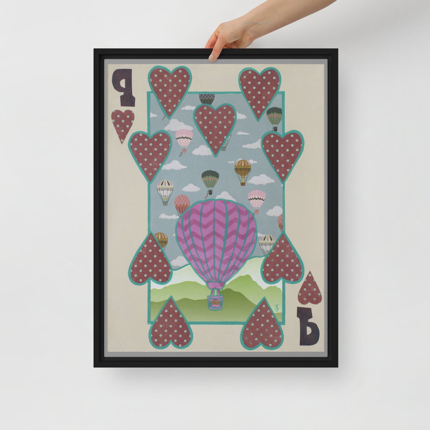 Nine of Hearts by Suzanne Villella | Framed canvas