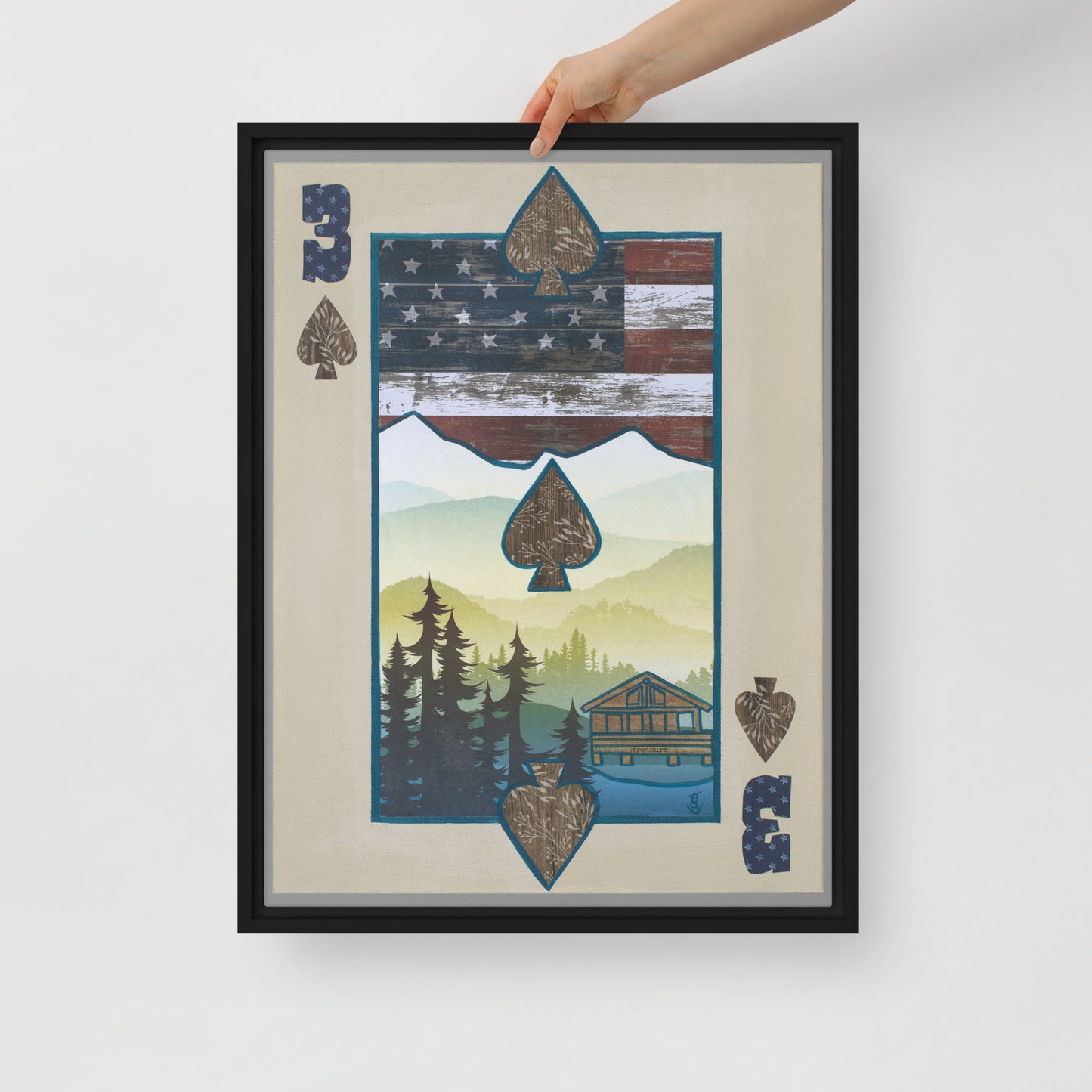 Three of Spades by Suzanne Villella | Framed canvas