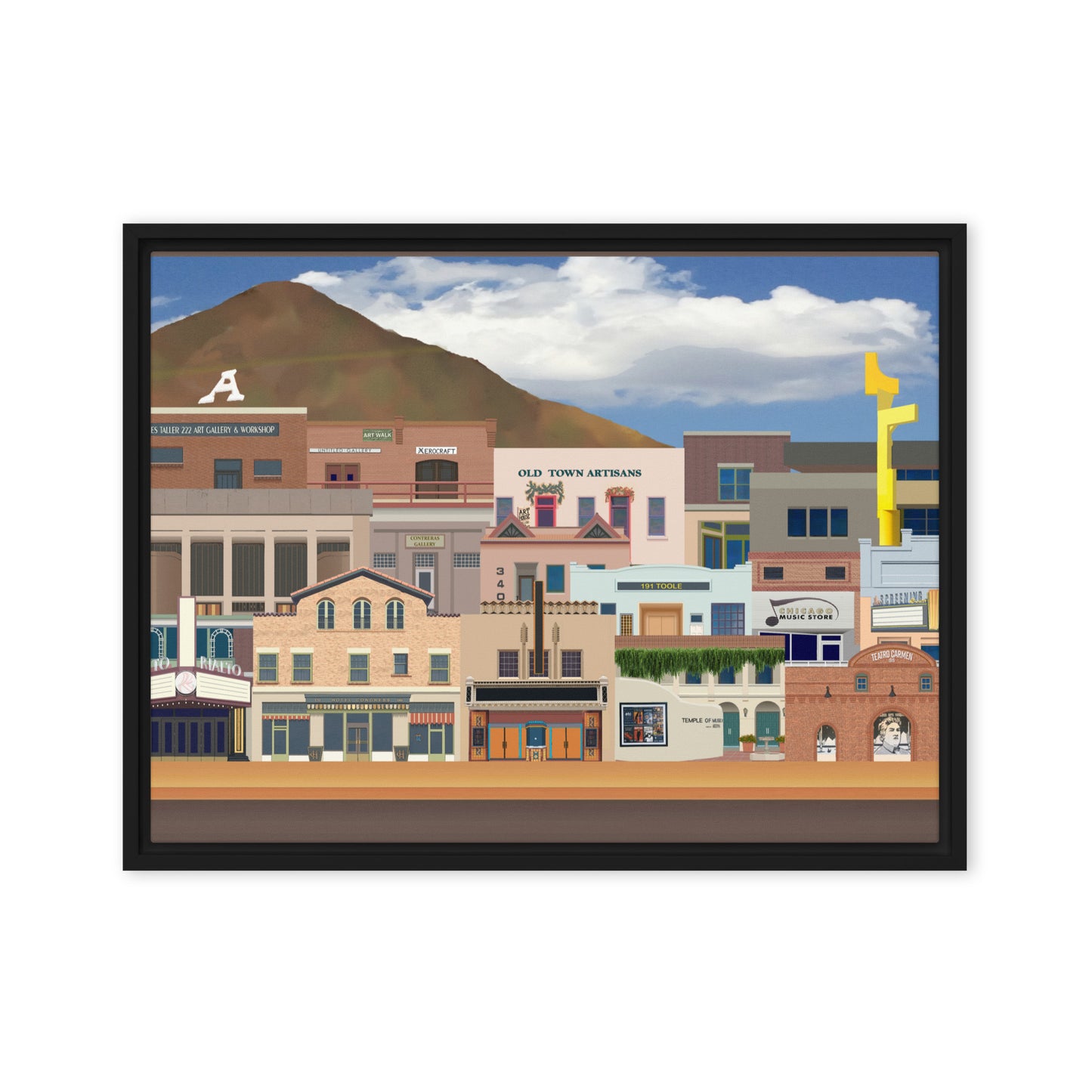 Dowtown A&E by Mike Berren | Framed canvas