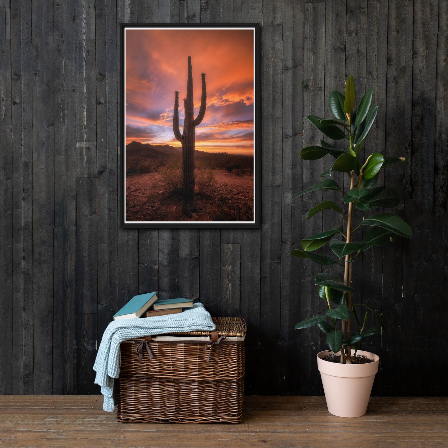 Saguaro Sunset by Sean Parker Photography | Framed canvas