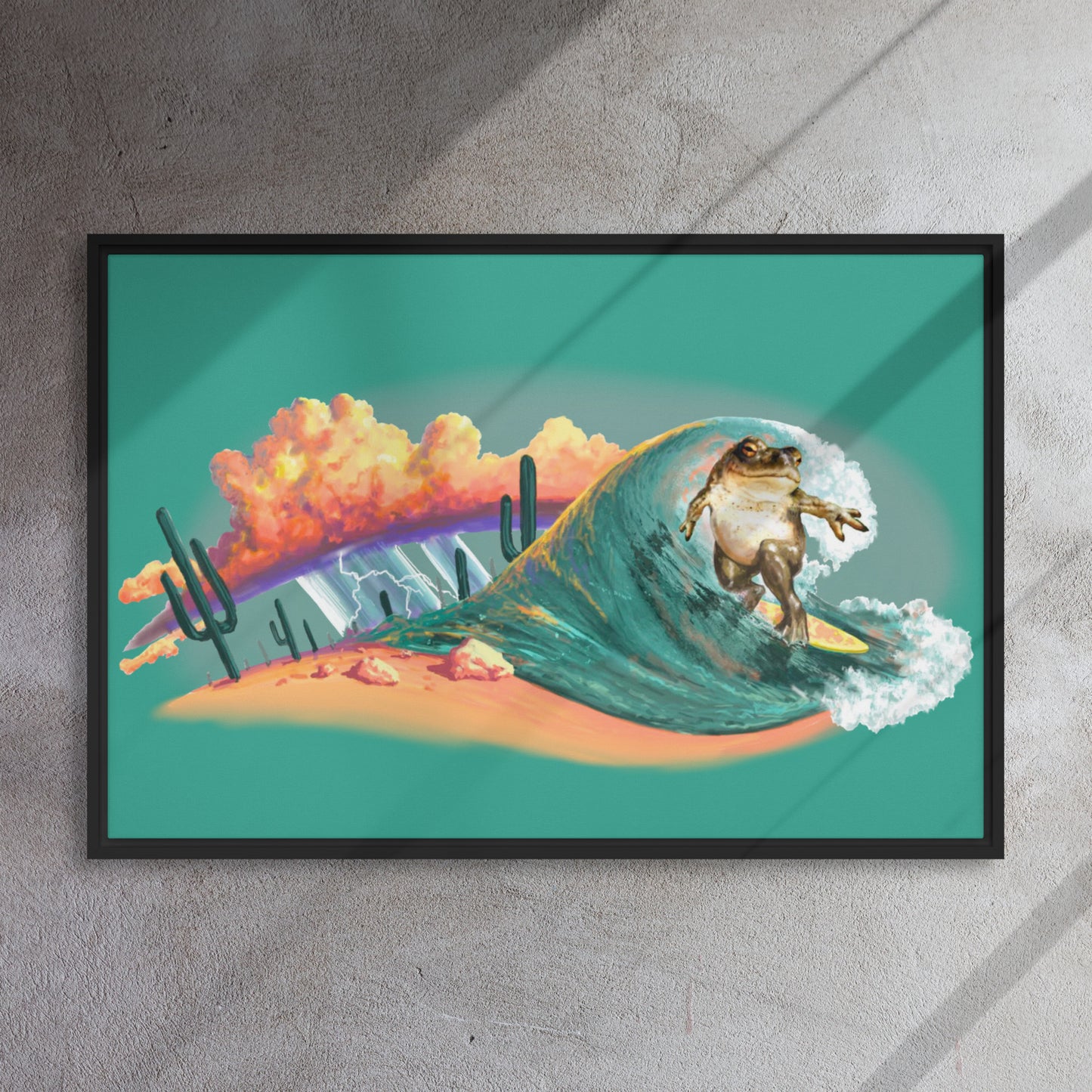 Surfer Dude Mural by Joe Pagac | Framed Canvas