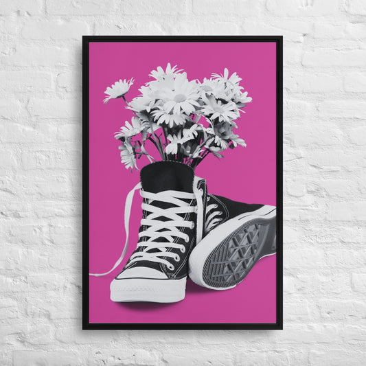 A Converse-ation by Enrique Aldana - Pink | Framed Canvas