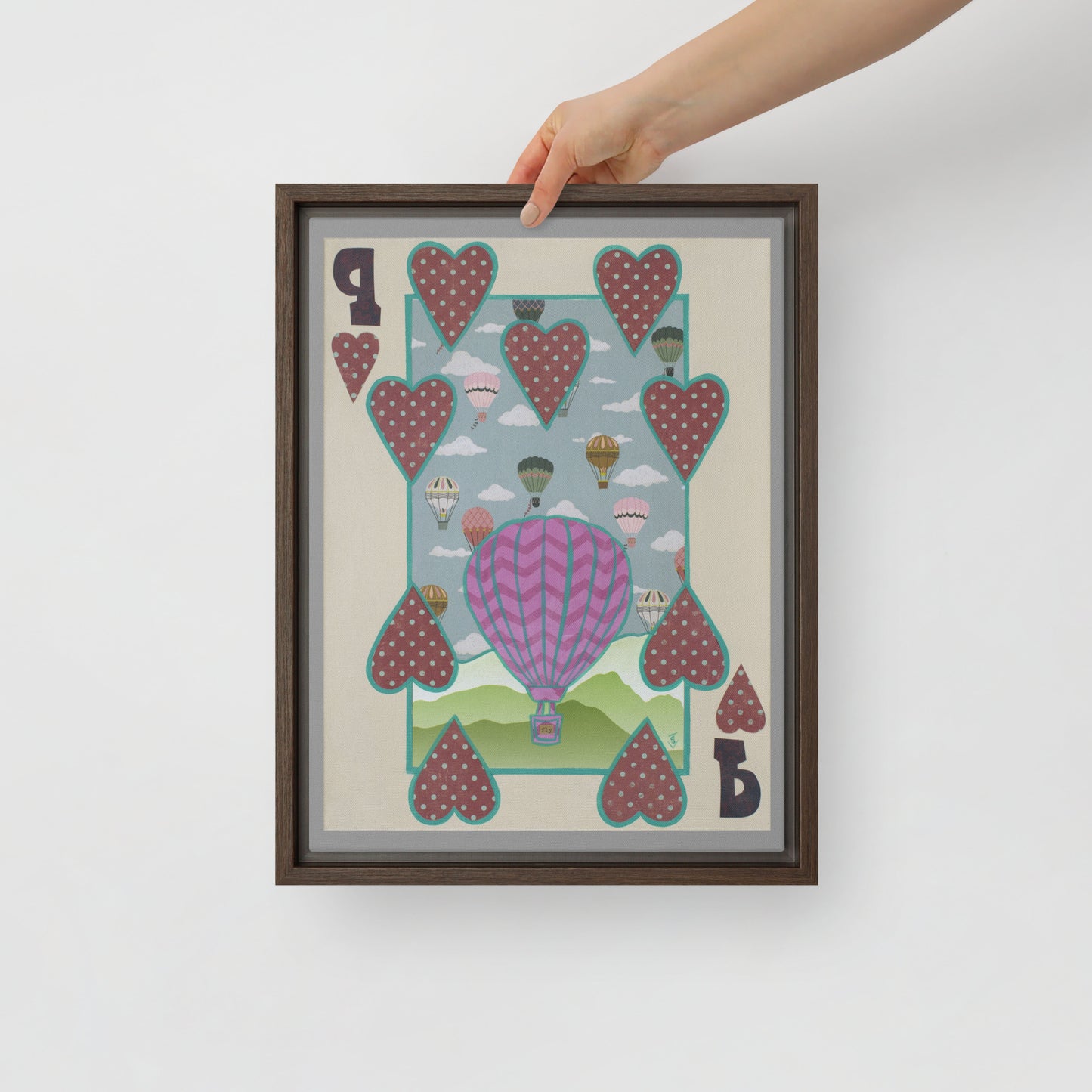 Nine of Hearts by Suzanne Villella | Framed canvas