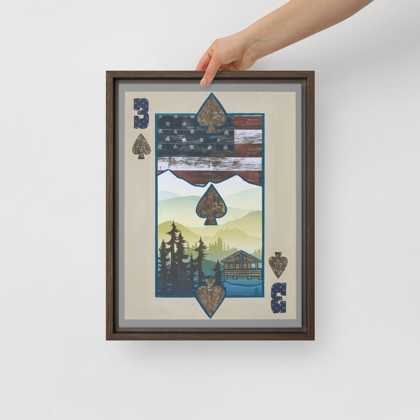 Three of Spades by Suzanne Villella | Framed canvas