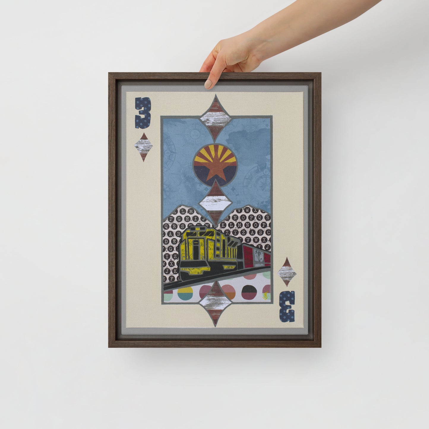 Three of Diamonds by Suzanne Villella | Framed canvas