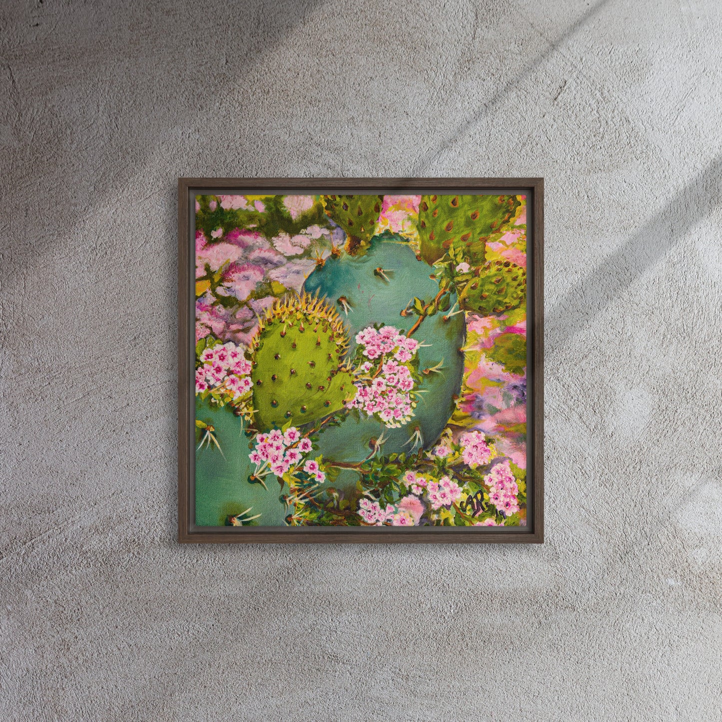 The Pink Floweret Rug | Framed Canvas Print