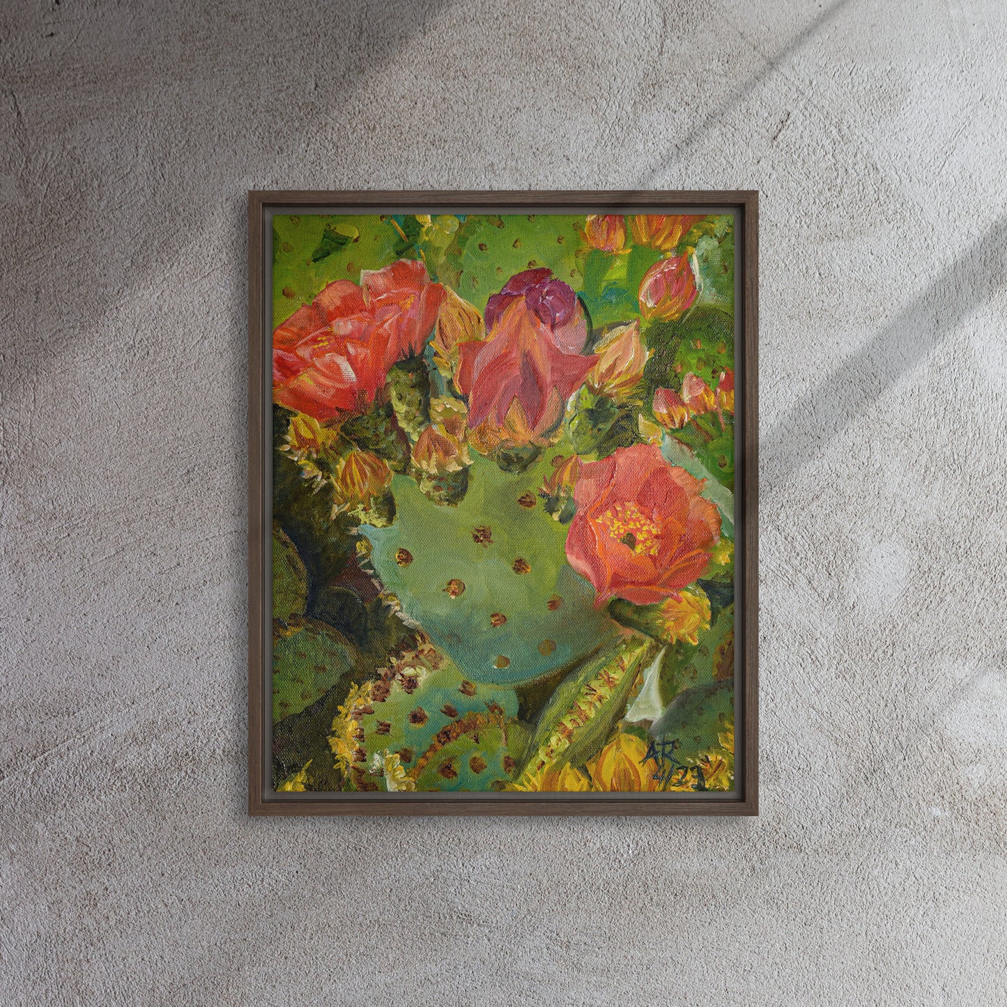 The Blooming Opuntia by Andrea Rodriguez | Framed Canvas