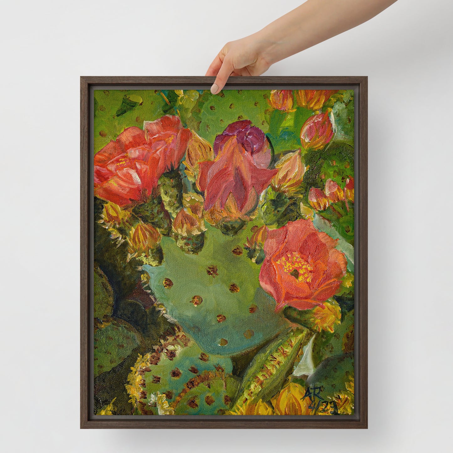 The Blooming Opuntia by Andrea Rodriguez | Framed Canvas