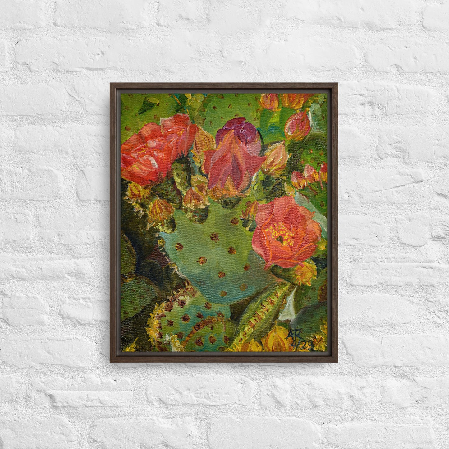 The Blooming Opuntia by Andrea Rodriguez | Framed Canvas