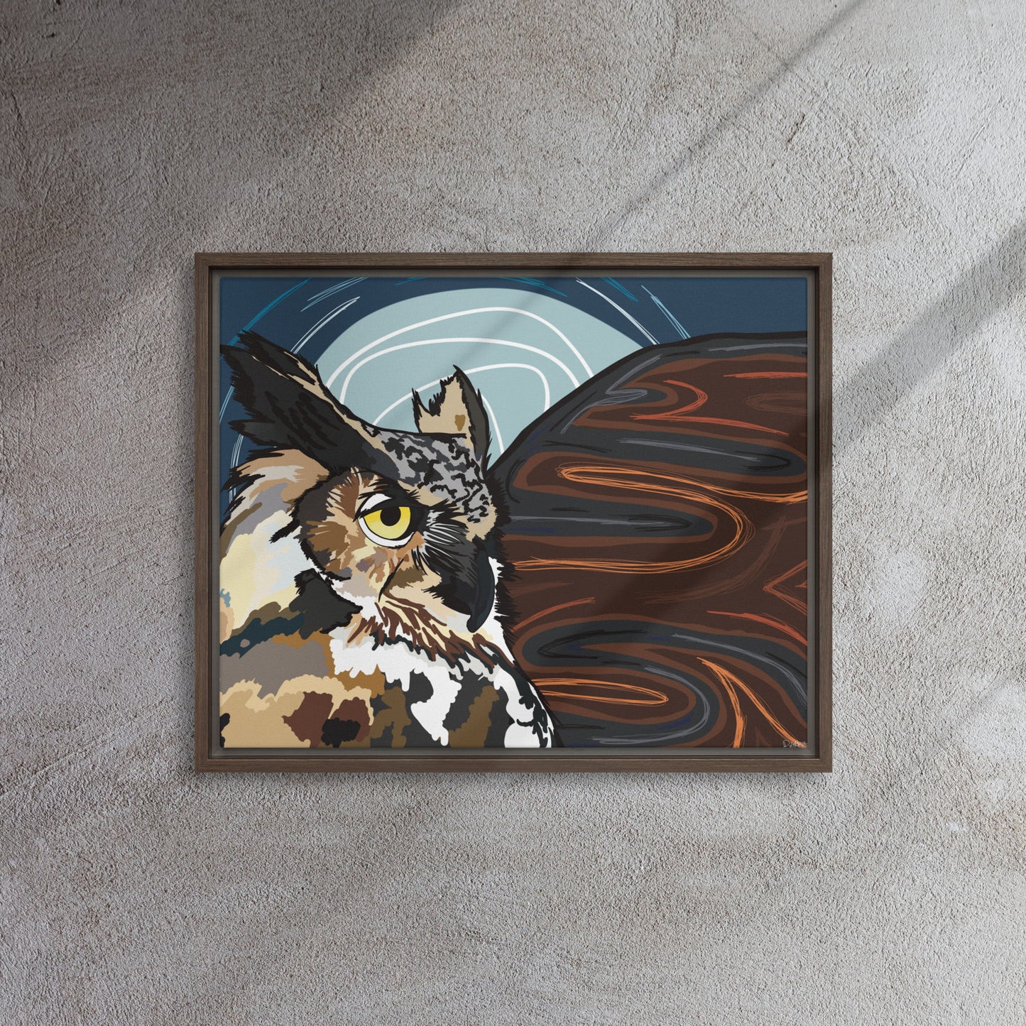 Great Horned Owl by Darby Hunter | Framed Canvas