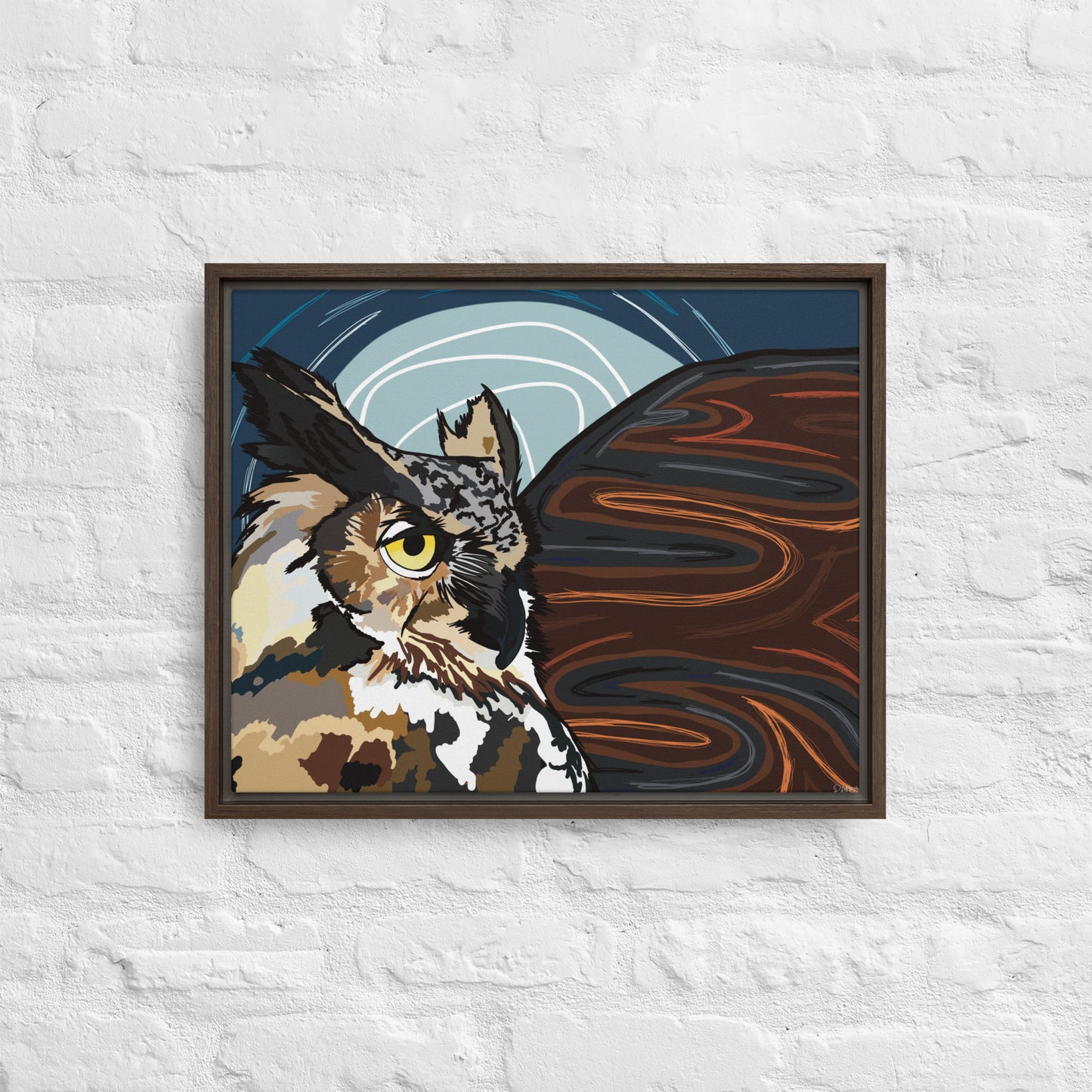 Great Horned Owl by Darby Hunter | Framed Canvas