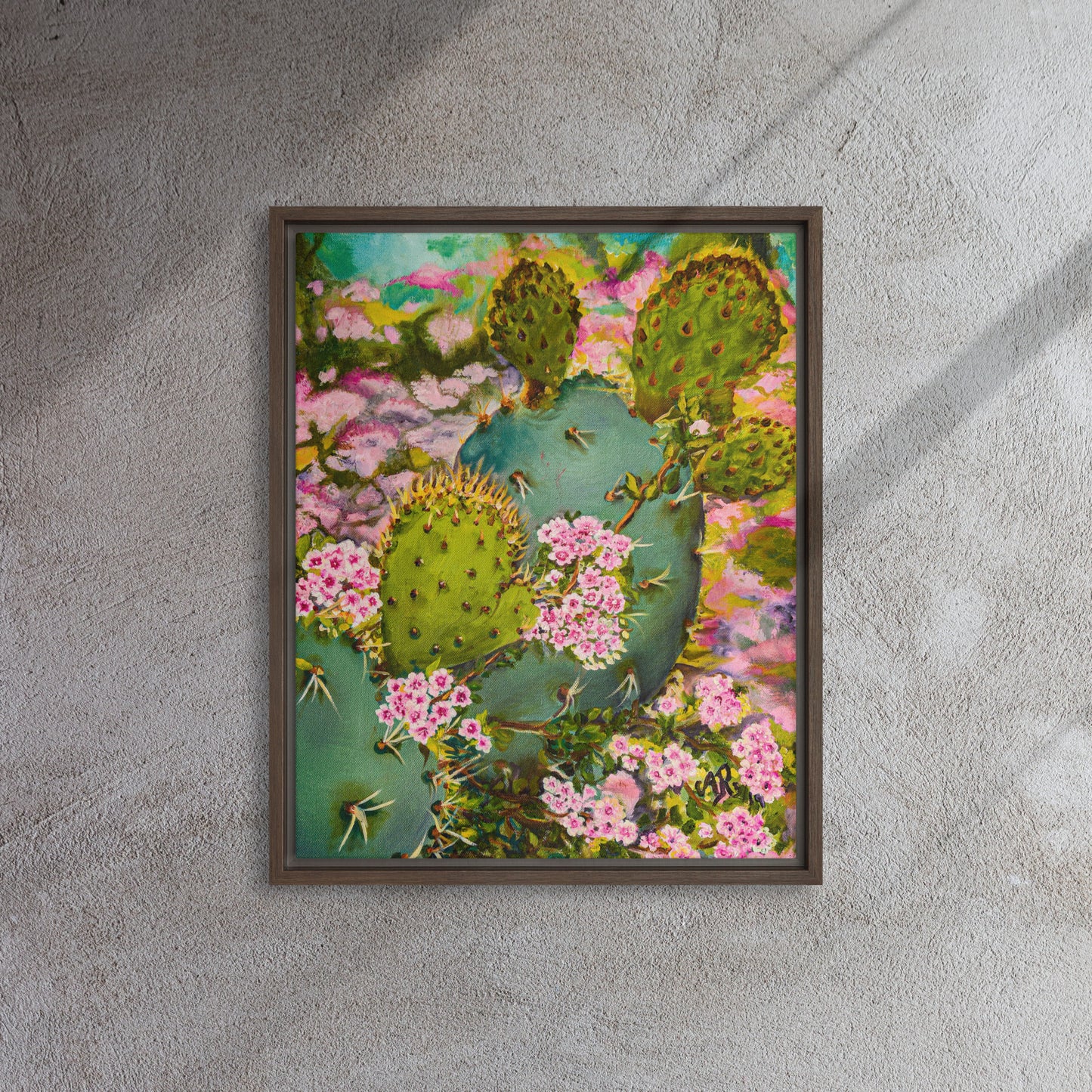 The Pink Floweret Rug | Framed Canvas Print