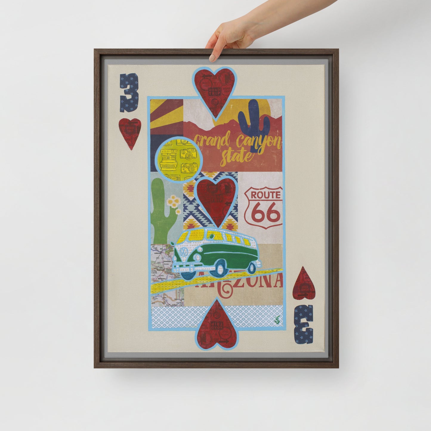 Three of Hearts by Suzanne Villella | Framed canvas