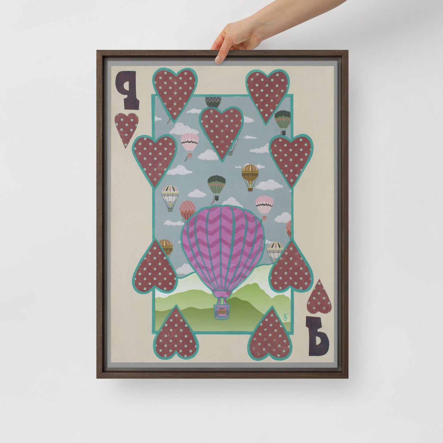 Nine of Hearts by Suzanne Villella | Framed canvas